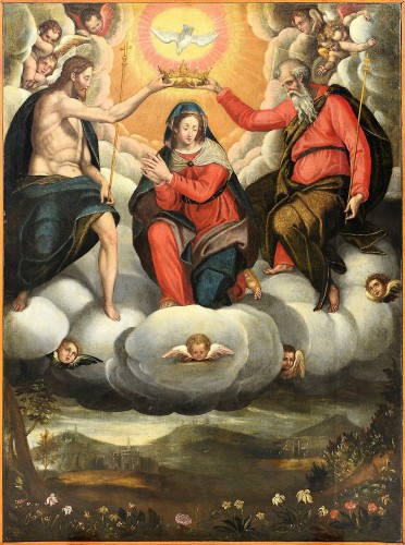 "Couronnement de la Vierge" école italienne du XVIIe